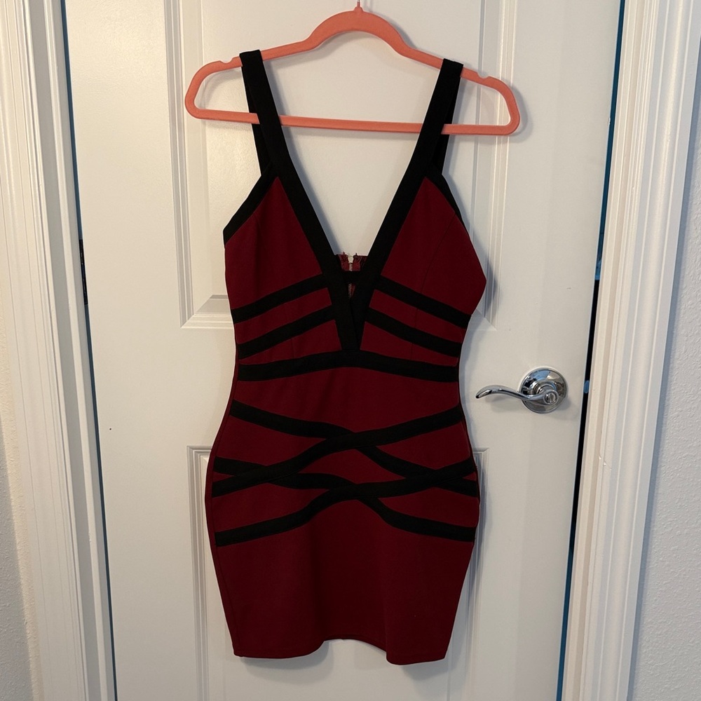 Windsor Black and Red Strappy Mini Dress